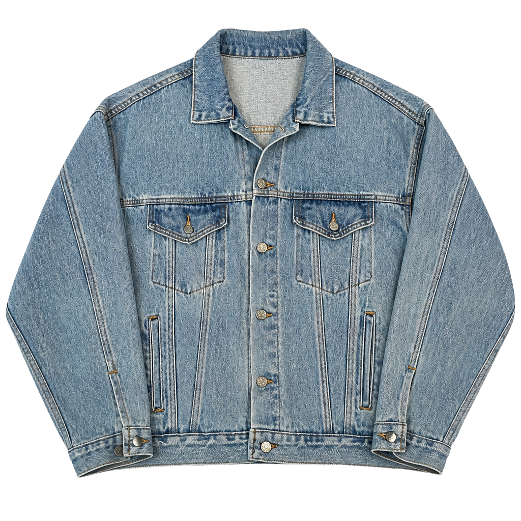 Vintage authentic Jim Beam Embossed Denim Trucker Jacket Men’s Large Made in USA. 1