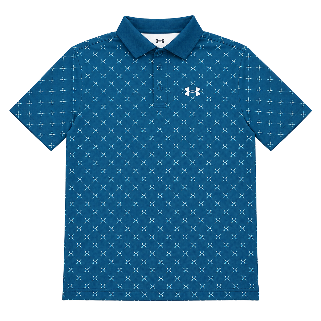 Under Armour Performance 3.0 Printed Polo Size MD Blue Novelty 1