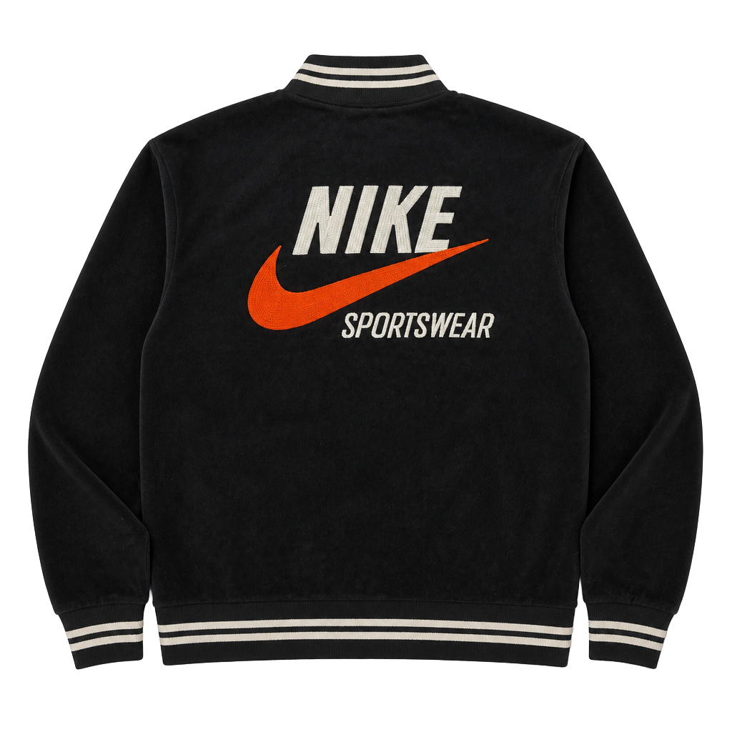Nike NSW Trend Bomber Jacket Size XL Black Corduroy Varsity 1