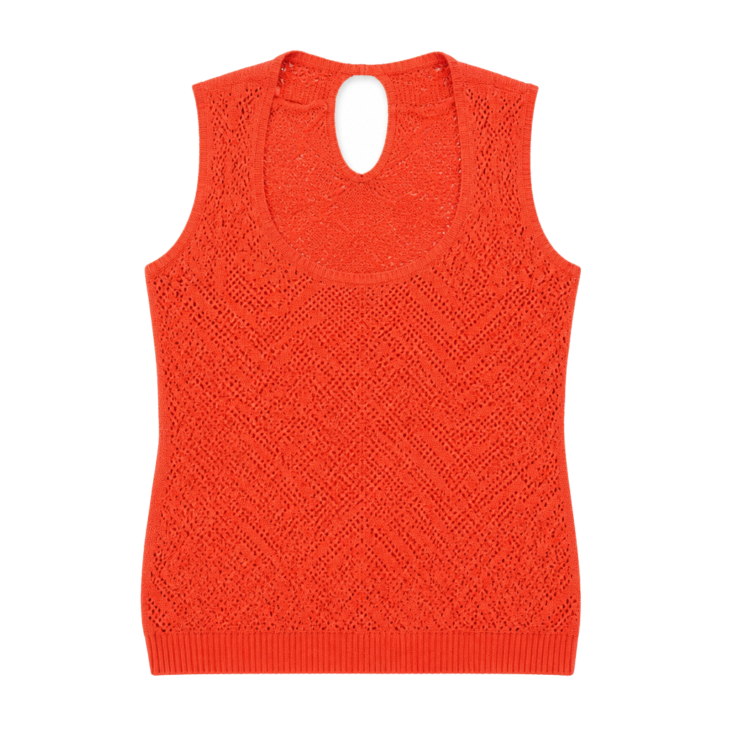 Nina Ricci Orange Crochet Knit Halter Top 1