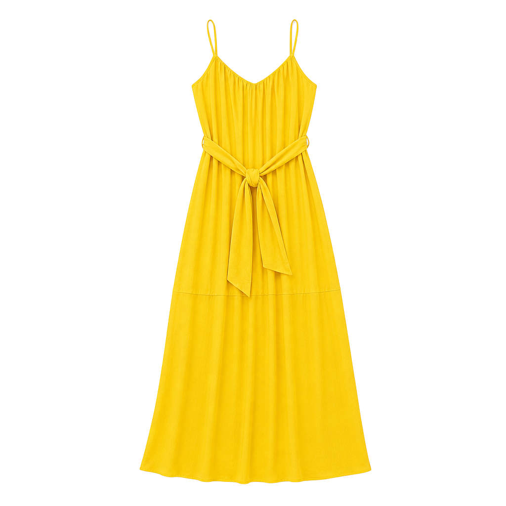 BCBGMAXAZRIA Maras Halter Maxi Dress Size 0 Yellow Chiffon Belted Gown 1