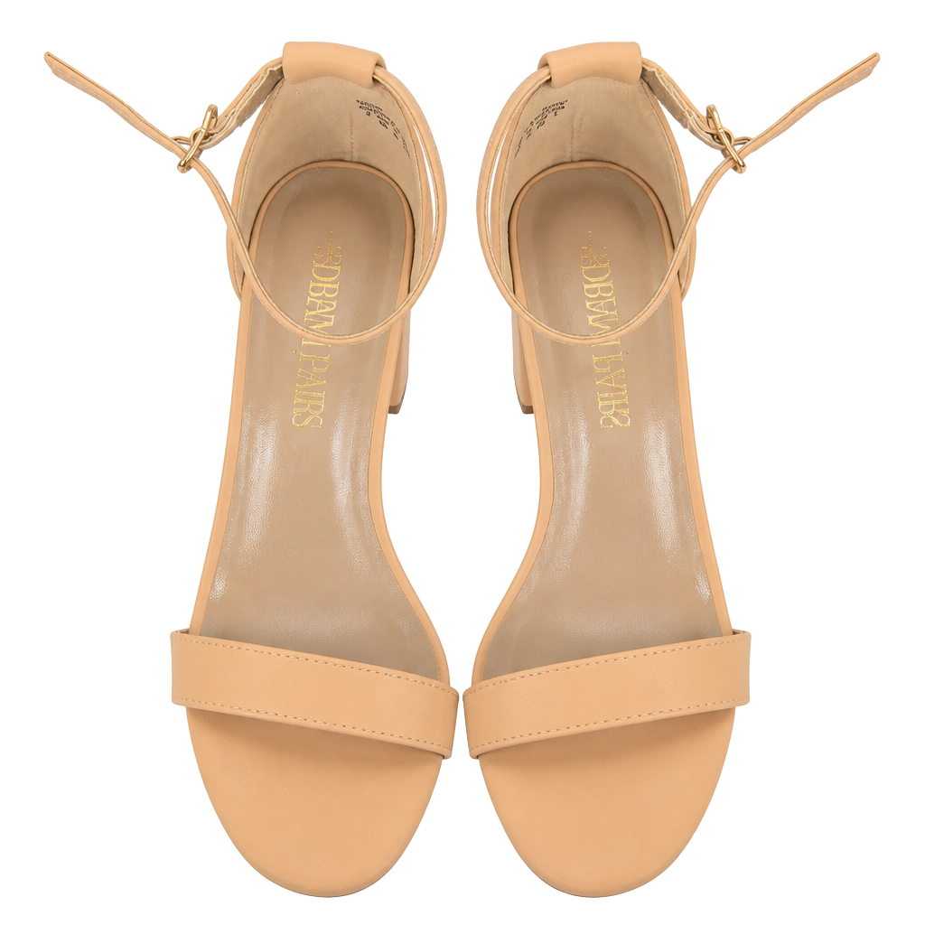 Dream Pairs Nude Open Toe Ankle Strap Chunky Block Heel Sandals Size 7 1