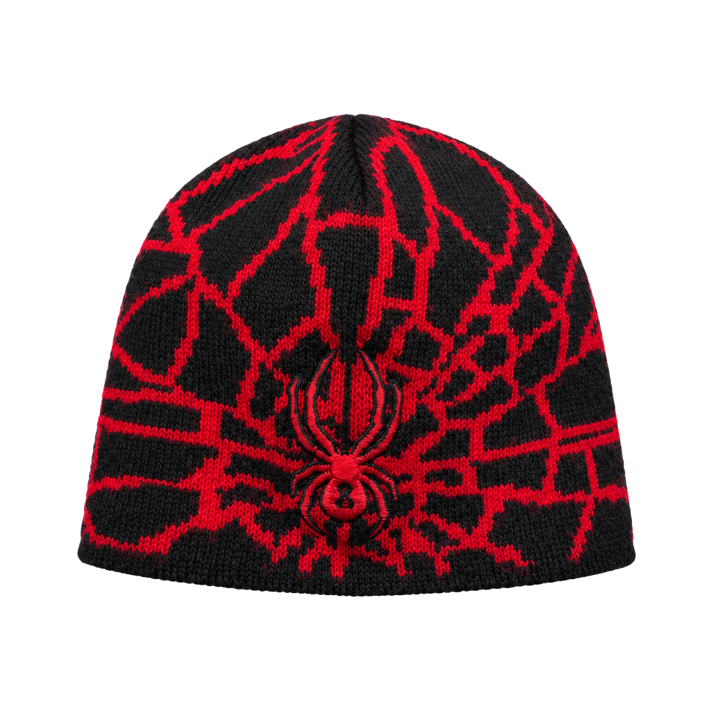 Spyder Web Beanie Black Red Spider Print 1