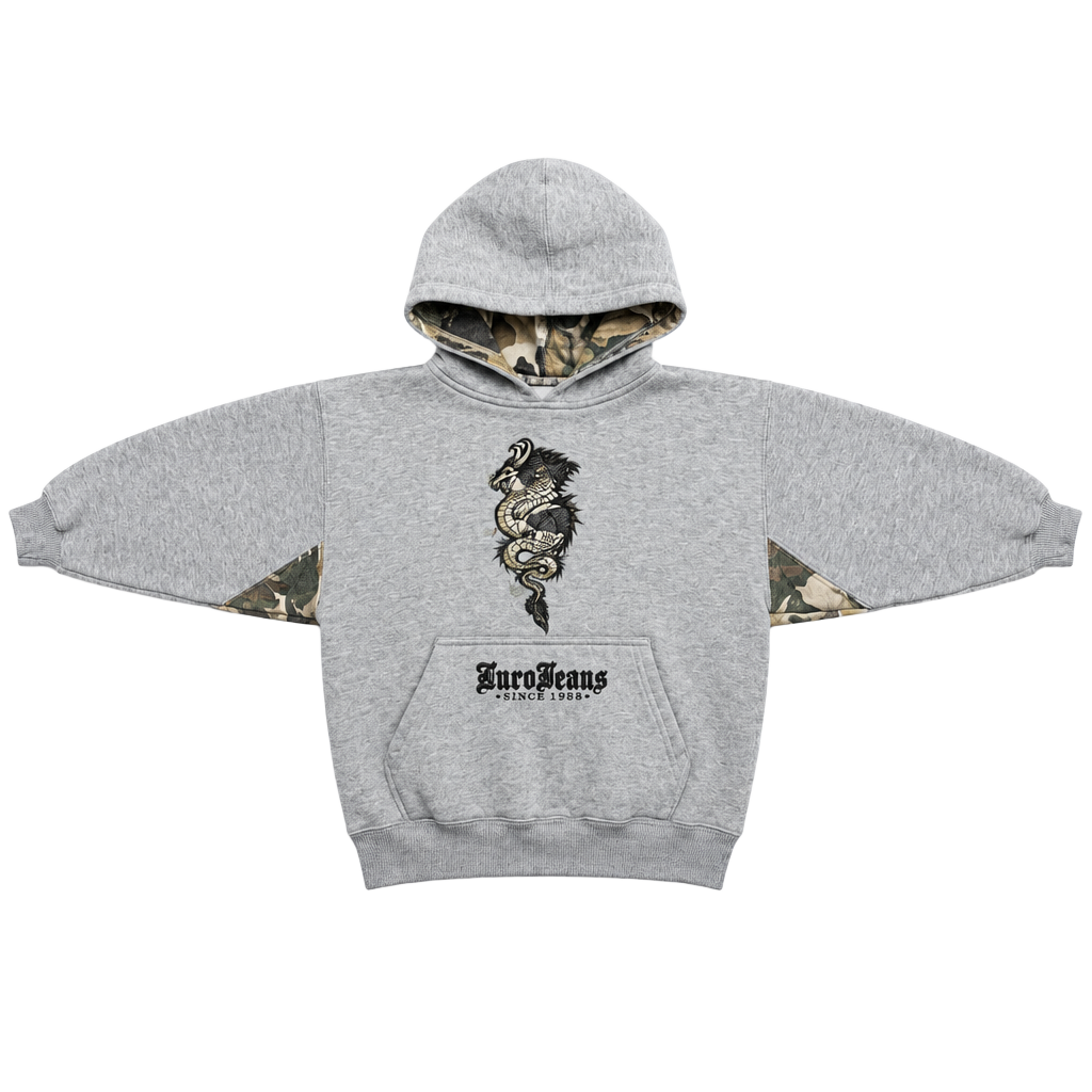 Jnco Jeans Embroidered Dragon Hoodie Grey Kids Sz 1