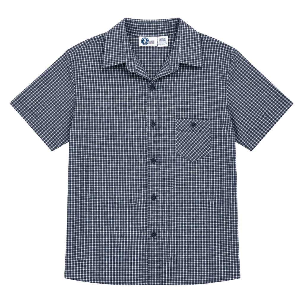 Arizona Plaid Button Up Shirt Size Medium Blue Short 1