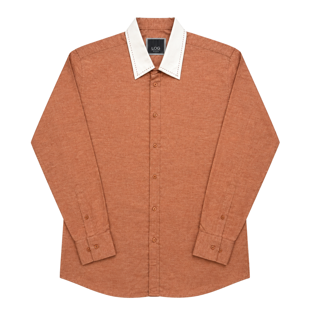 LOG Wear Mens Orange button long sleeve Shirt size large dimensions are in the pictures Brand new with tags 1