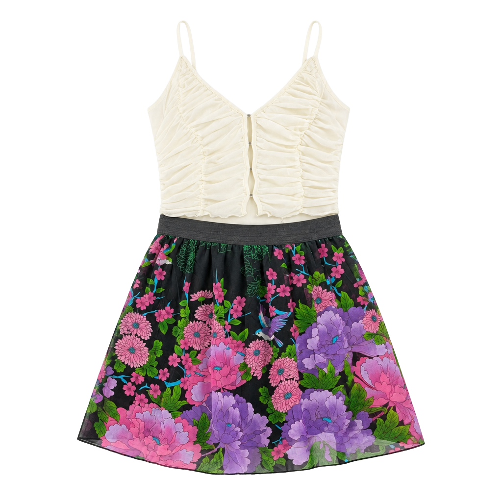 Lemon Fizz Girls Floral Print Elastic Waist Skirt 1