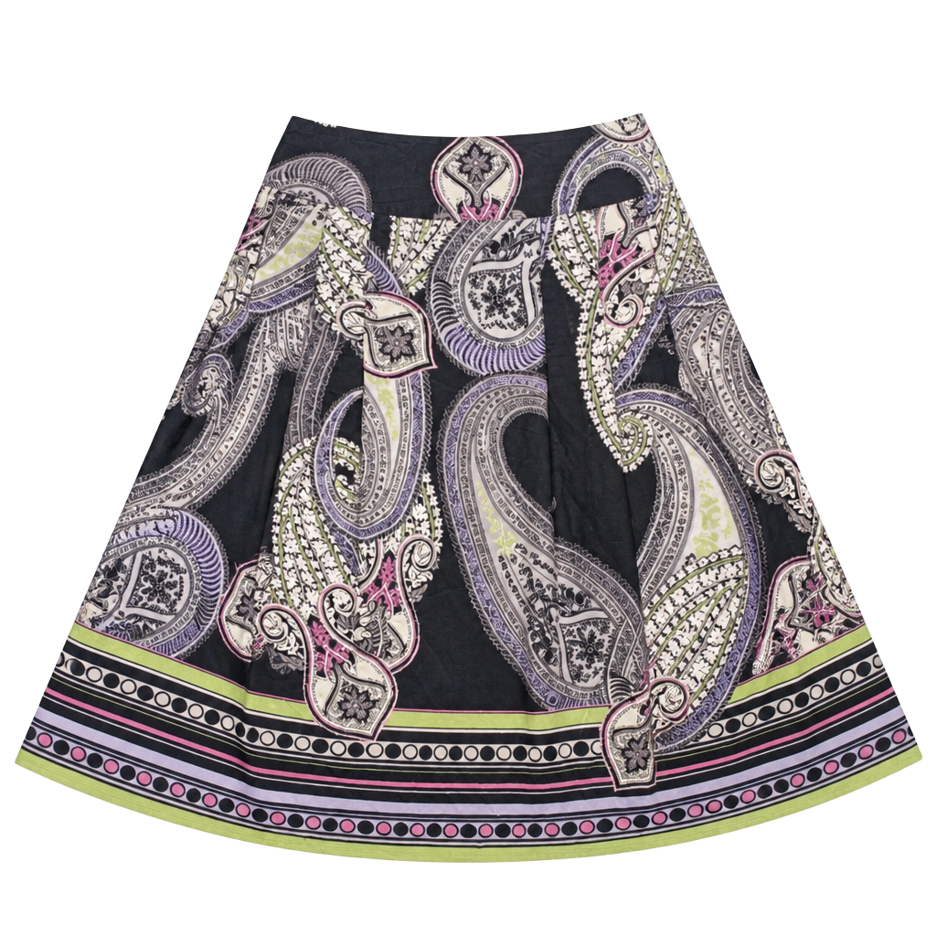 Emma James Women's Paisley Print Pleated Midi Skirt 1