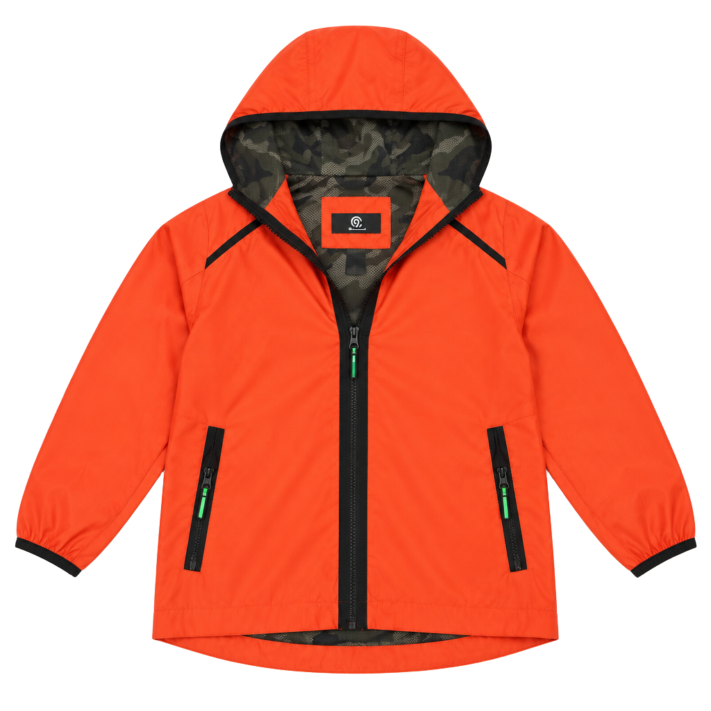 Champion C9 Jacket Size YS (6-7) Orange Camo Windbreaker Hooded 1