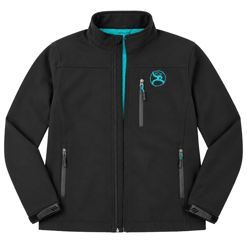Hooey Softshell Jacket youth Size M Black Turquoise Roughy 1