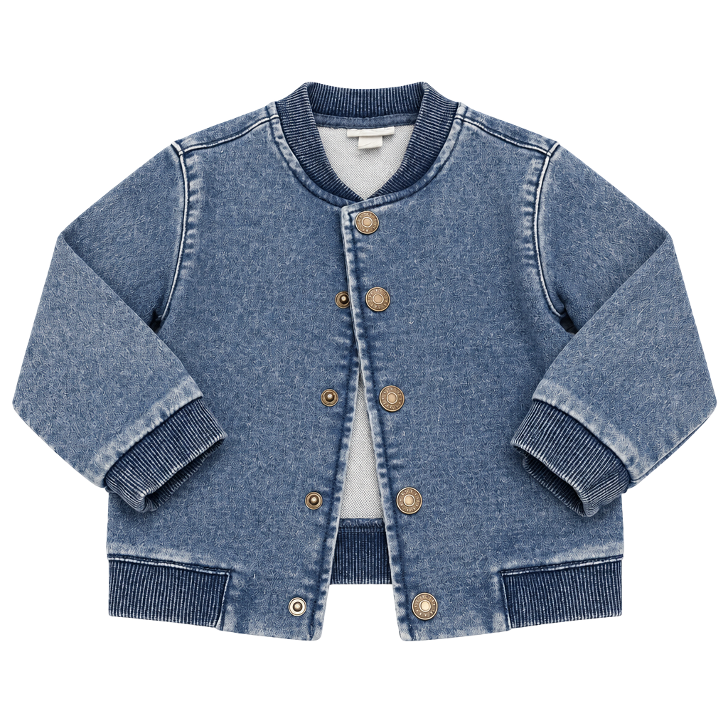 Adorable Cat & Jack Denim Bomber Jacket Size 12M 1