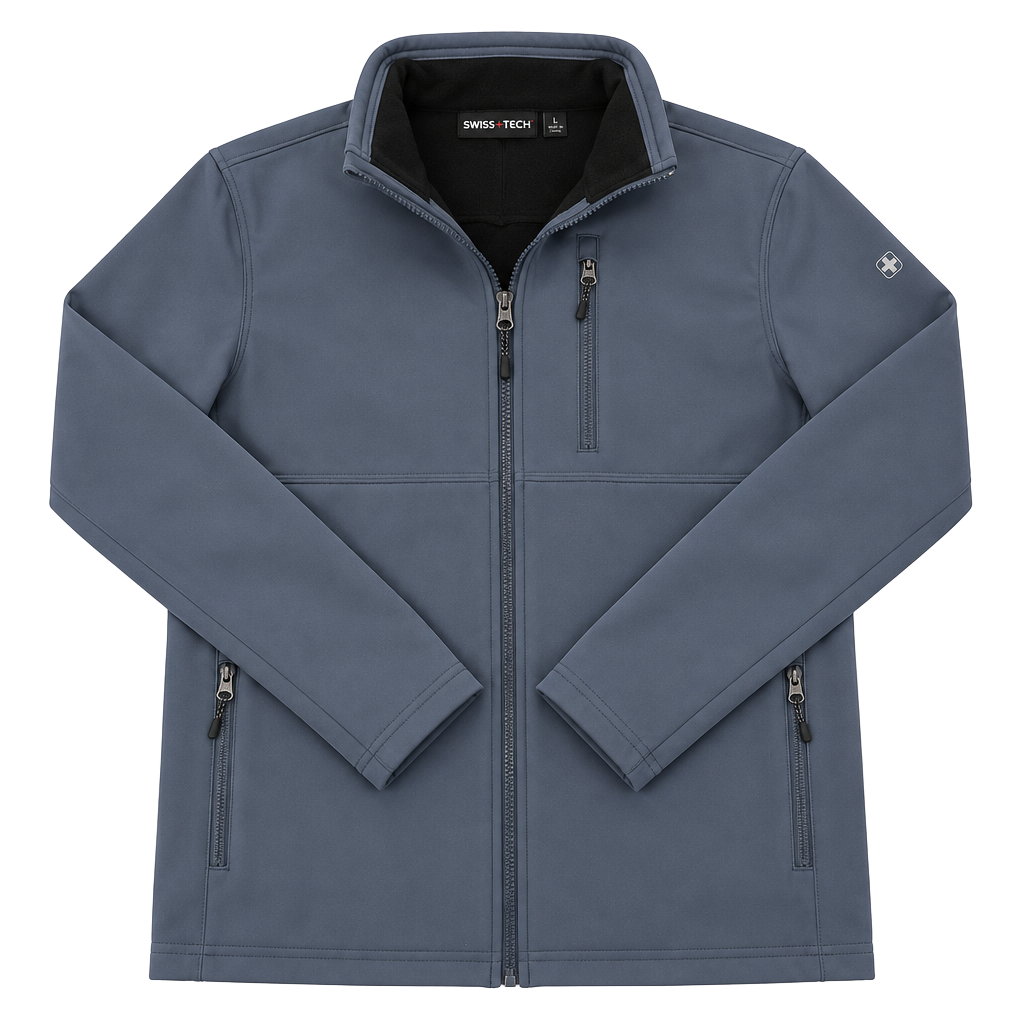 Swiss Tech Softshell Jacket Size M 38-40 Blue Full Zip Fleece Lined 1