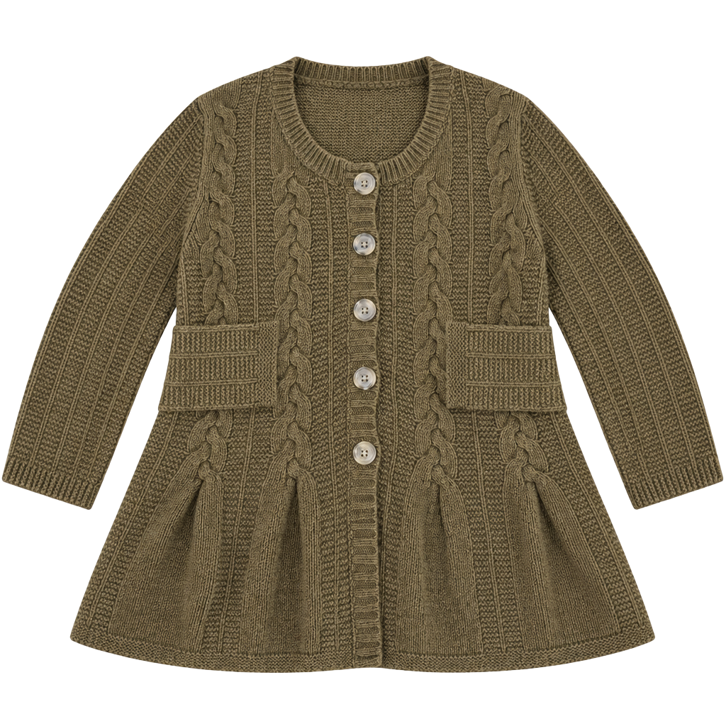 Banana Republic Cardigan Size M Olive Cable Knit Peplum Sweater 1