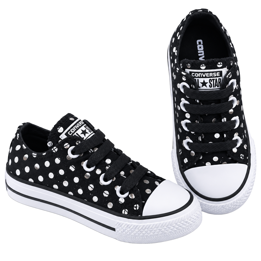 Converse Chuck Taylor kids All Star Polka Dot Ox Sneakers sz5 1