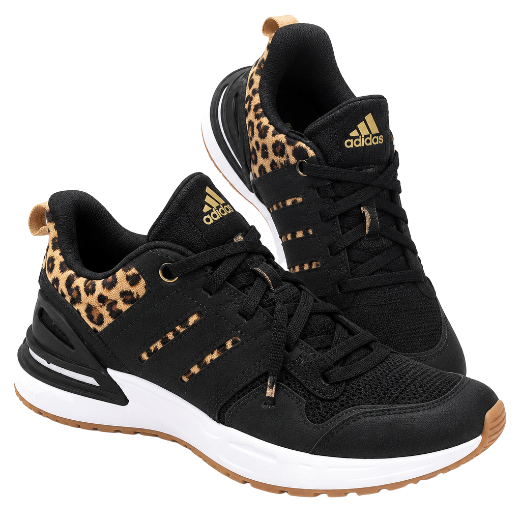 Adidas Running Shoes Black Leopard Print youth sz 1 1