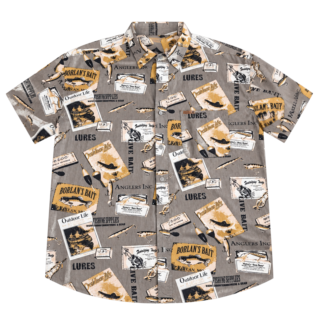 Outdoor Life Fishing Lures Shirt Size XL Gray Button Up 1