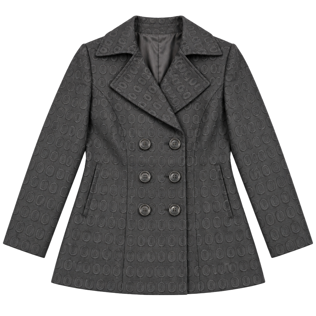 Marisa Christina Pea Coat Size M Black Geometric Double Breasted 1