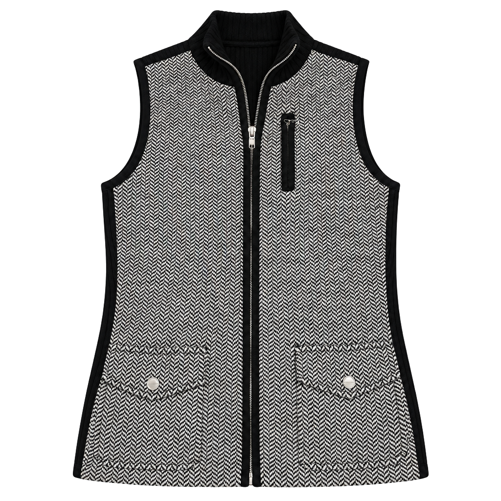LRL Ralph Lauren Herringbone Black IZip Sweater Vest M 1