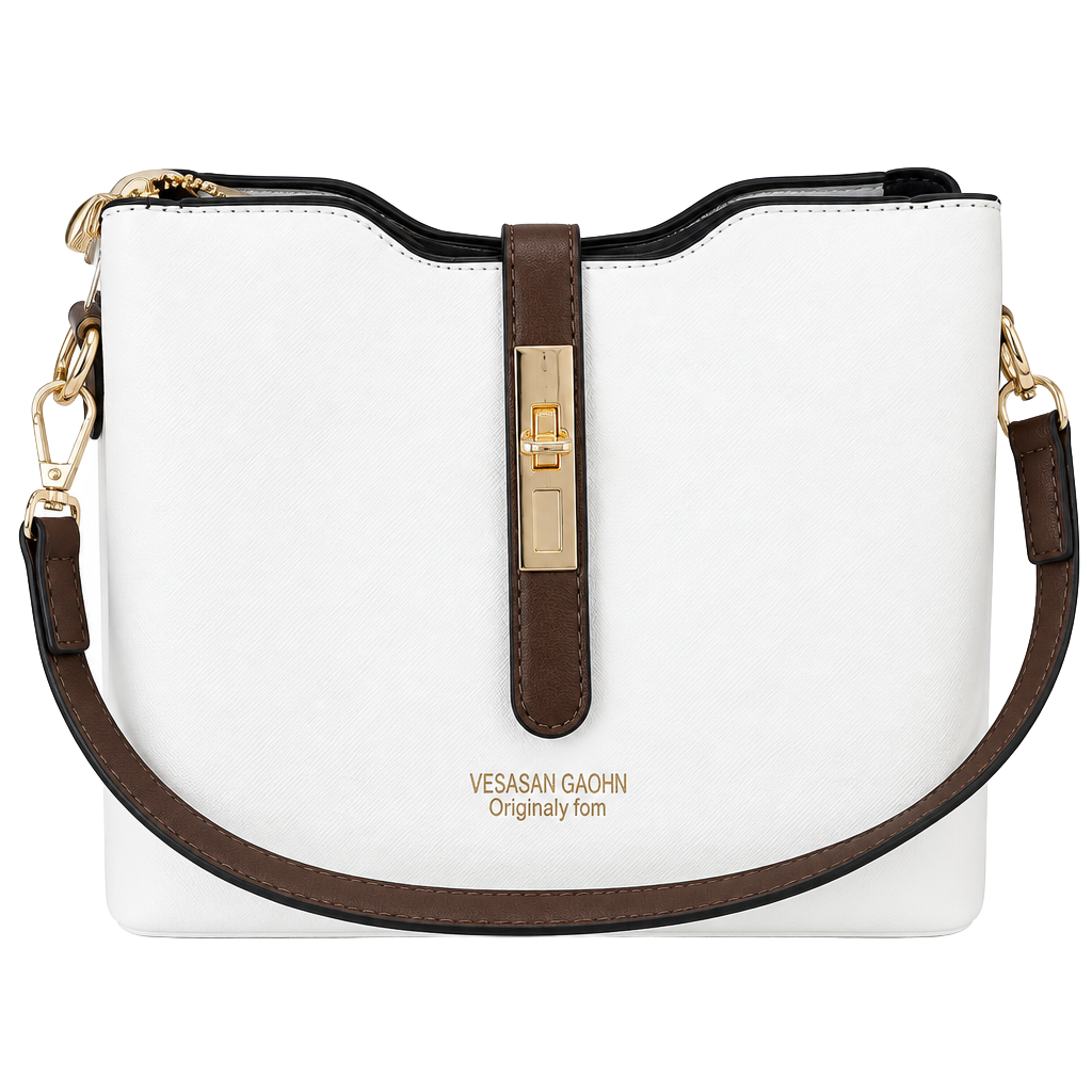Vesasan Gaohn White shoulder PU Leather Handbag 1