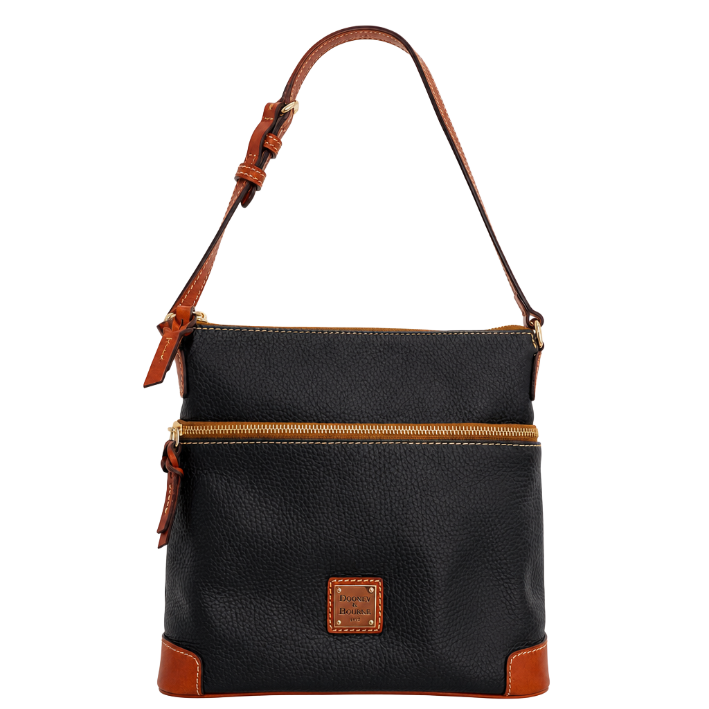 Dooney & Bourke Pebble Grain Leather Crossbody Bag in Black/Tan 1