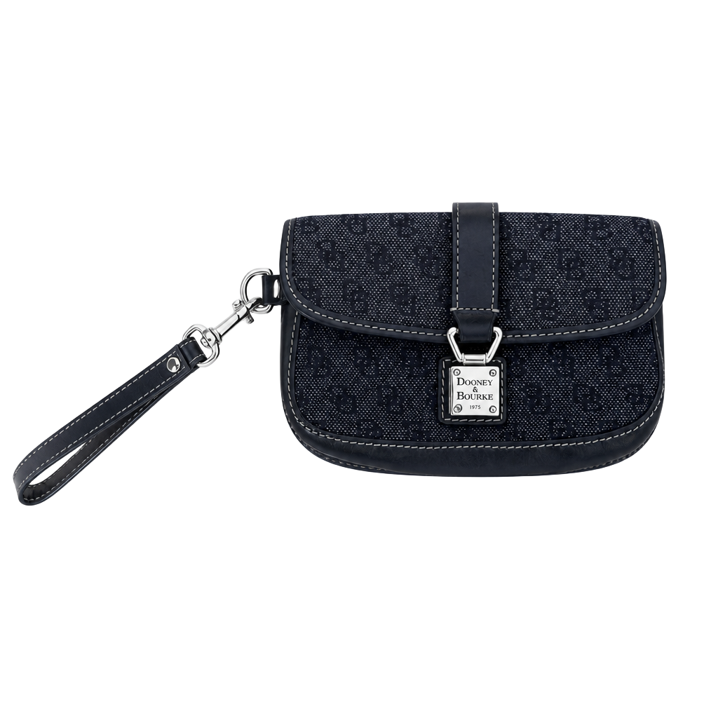 Dooney & Bourke Signature Jacquard Canvas and Leather Push Lock Wristlet 1
