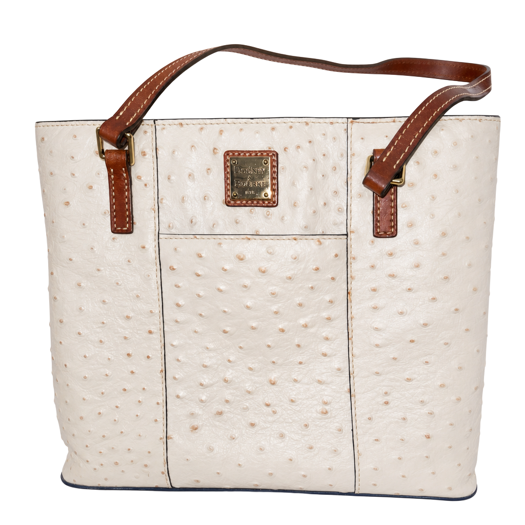 Dooney & Bourke Ostrich Leather Lexington Shopper Tote Bag in Bone 1