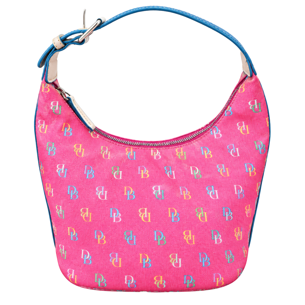 Dooney & Bourke Pink Monogram Hobo Shoulder Bag Y2K 1