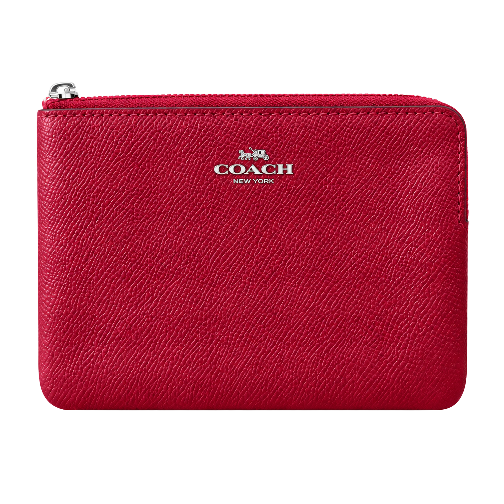 Authentic Coach Corner Zip Leather Wristlet 1