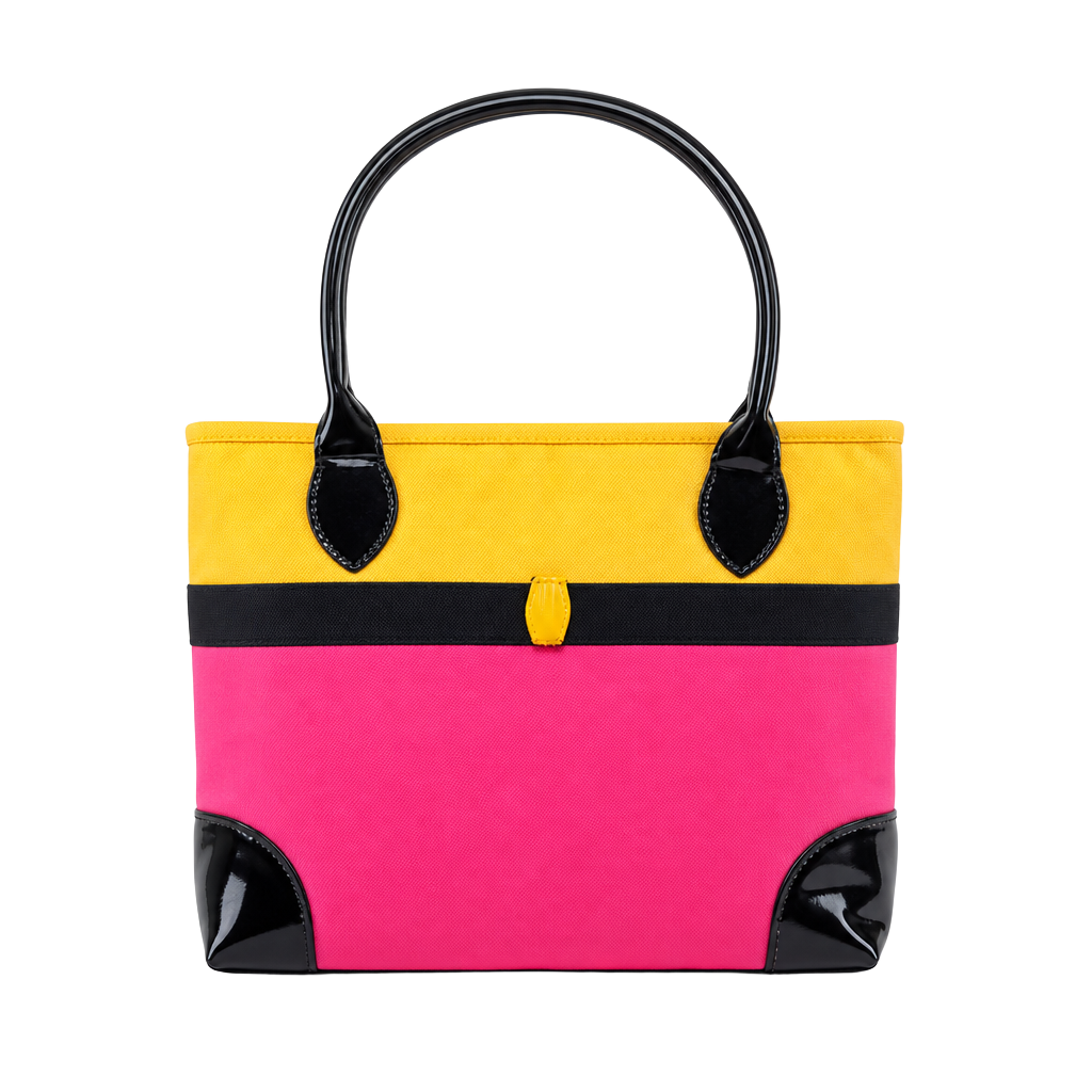 Lily McGee Colorblock Insulated Lunch Tote Pink Yellow Black 1