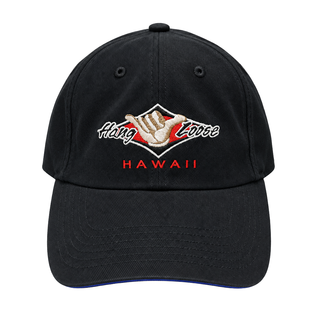 NWT Vintage Hang Loose Embroidered Hawaii Baseball Hat - Black 1