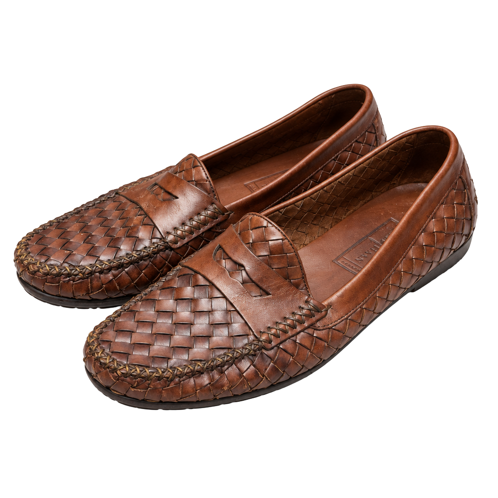 Cole Haan Woven Leather Penny Loafers - Size 9.5D 1