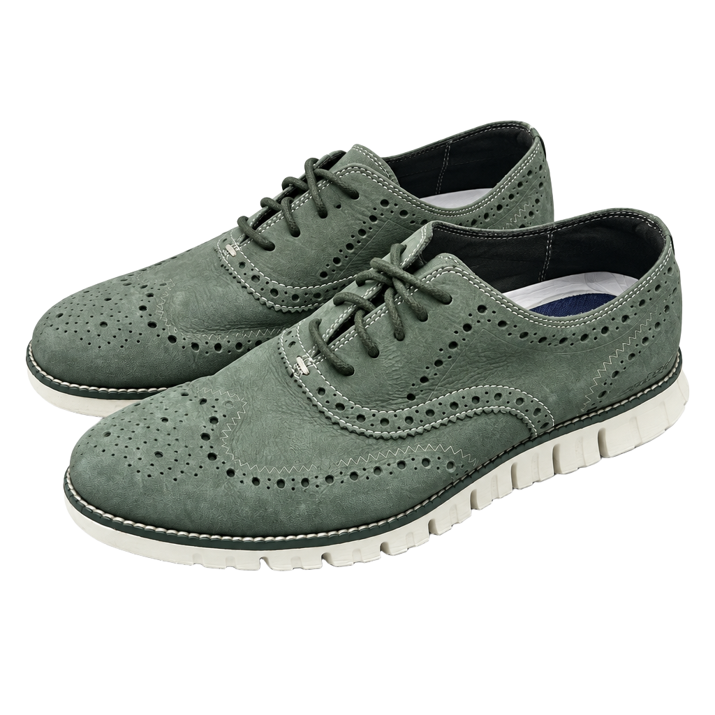 Cole Haan Green Suede Zerogrand Wingtip Oxford - Size 8.5M 1