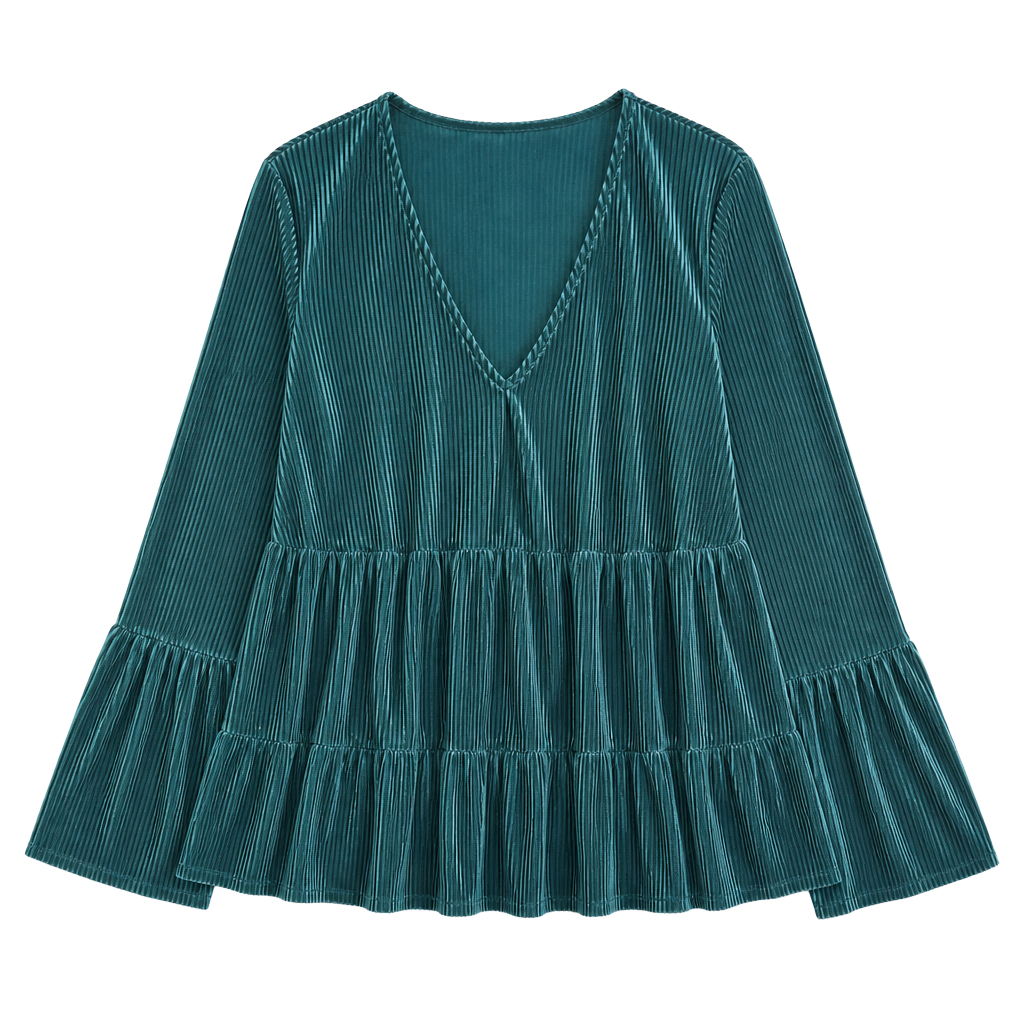 Tinsel NWT 2X Reflecting Pond Teal Pleated Tiered Tunic Top 1