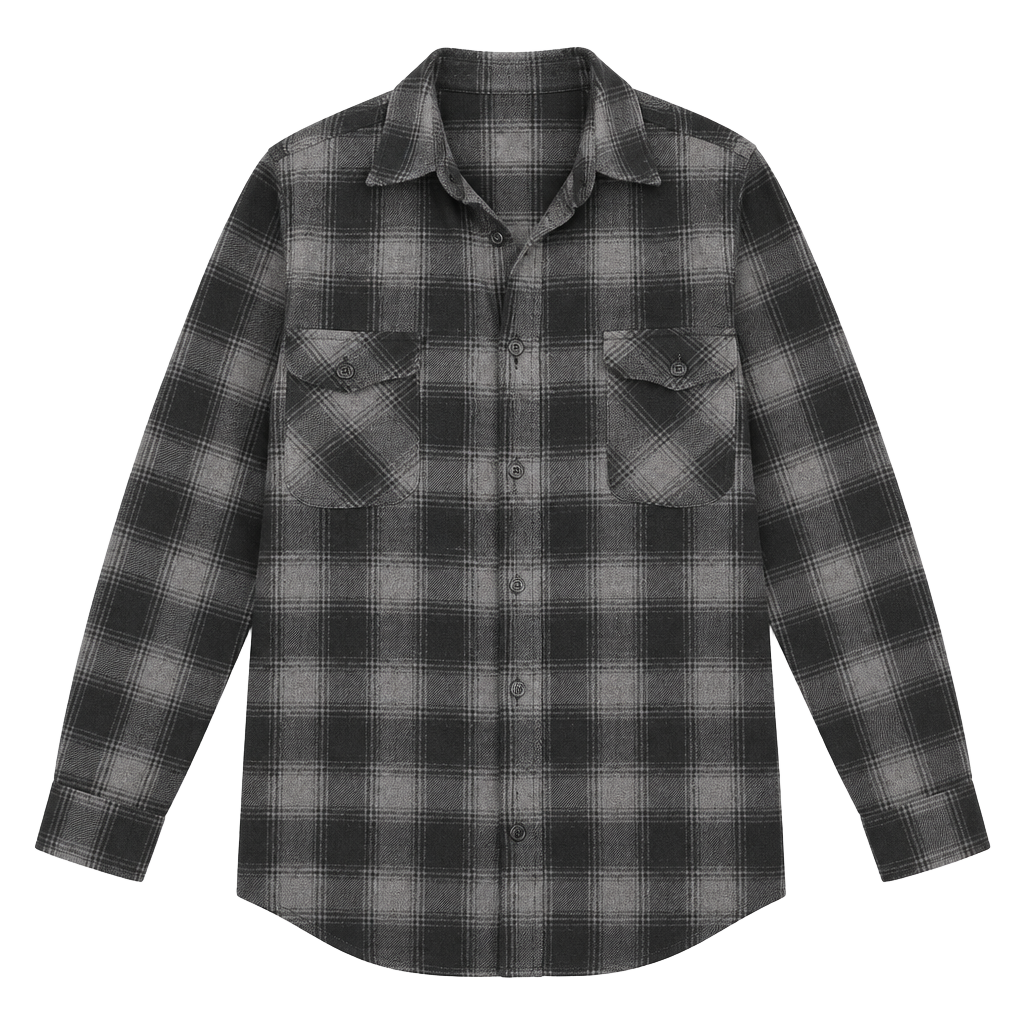 RSQ Collective Plaid Flannel Shirt Size M Gray Black Cotton Polyester 1