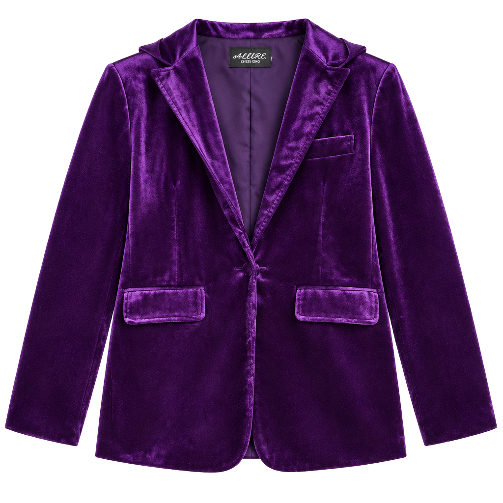 Zhelin Purple Velvet Blazer XXL NWT Jewel Tone Single Button Party Jacket 1