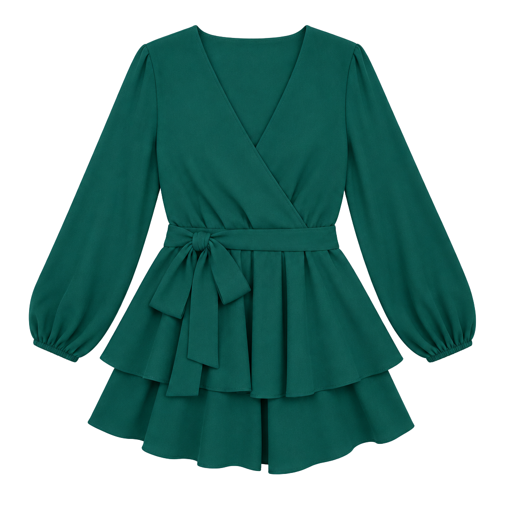 Altar'd State Green Long Sleeve Wrap Dress Size S 1