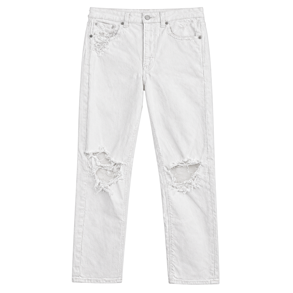 American Eagle Hi Rise Straight Jeans Women’s 6 White Distressed Ripped Stretch 1