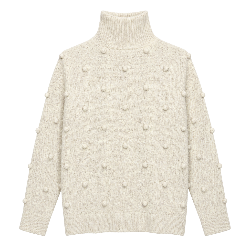 Madewell Snowglobe Bobble Turtleneck Sweater Size S Ivory Pom Pom 1