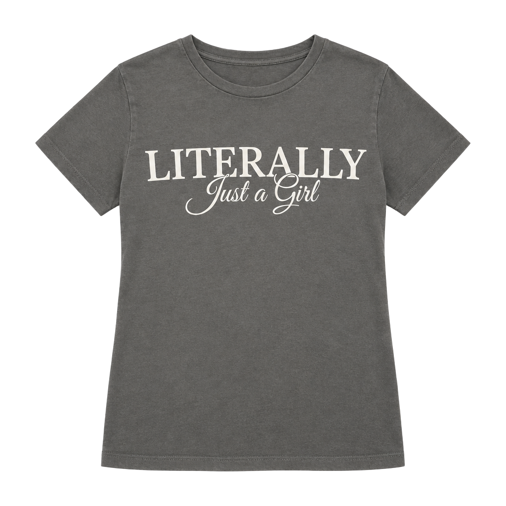 Grayson Threads Literally Just a Girl Graphic Tee Womens Large Gray Cotton 1