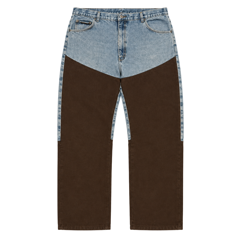 Wrangler Pro Gear Jeans 44x32 Blue Denim Brown Nylon Overlay Hunting Pants 1
