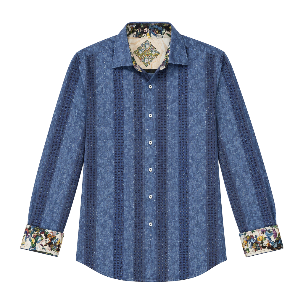 Robert Graham Dress Shirt Size L Blue Long Sleeve 1