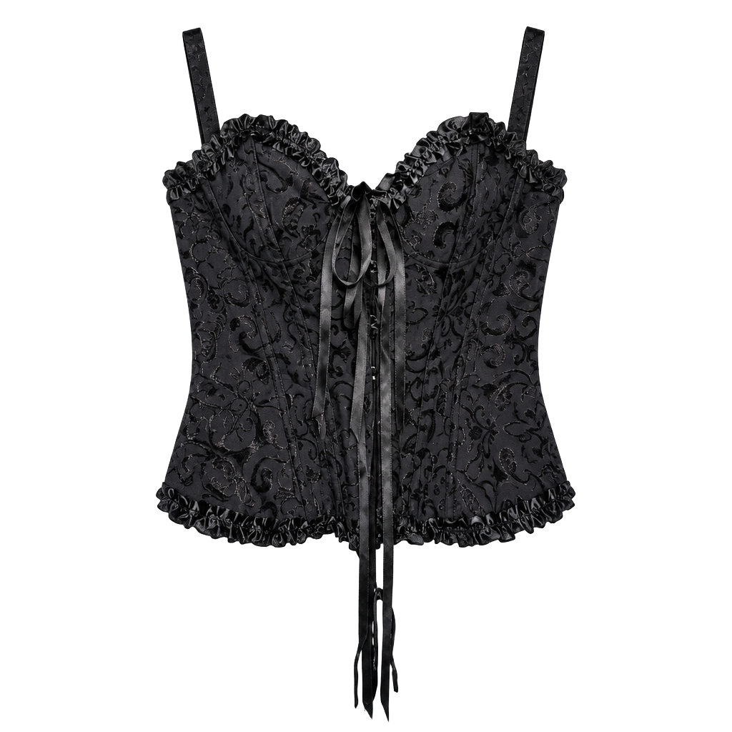 Black Brocade Corset Top Size S Gothic Bustier 1