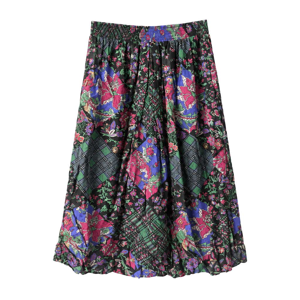 Russ Floral Skirt Size 10 Vintage Patchwork Midi with pockets! 1