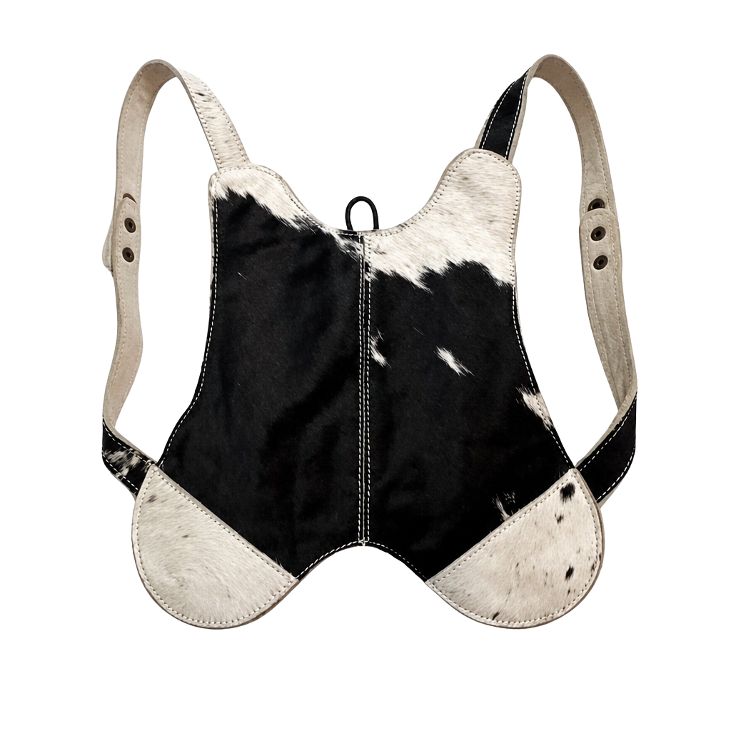 Papoose Purse Black And White Cowhide Suede Backpack Vest Bag 1