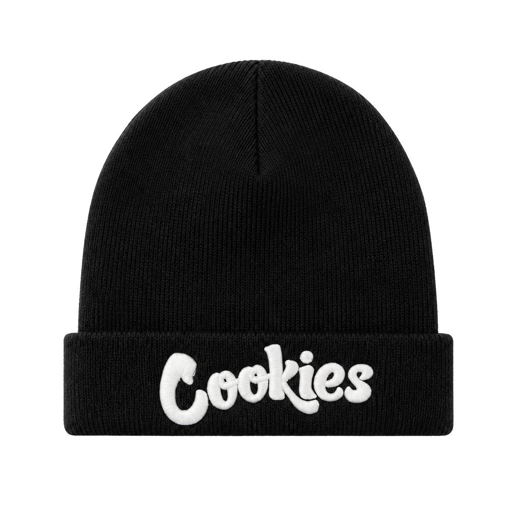 Cookies Original Logo Embroidered Knit Beanie Black/White 1