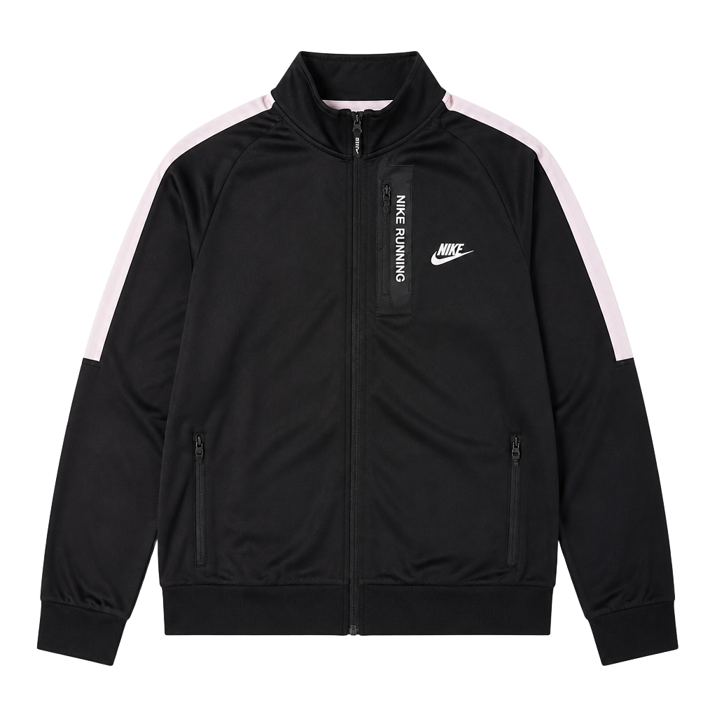 Nike Dri-FIT Running Men's Full-Zip Track Jacket with Chest Pocket Black/White 1