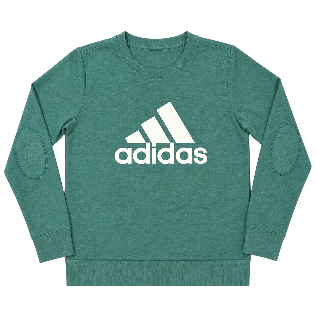 Adidas Green Heathered Logo Sweatshirt with Elbow Patches 1