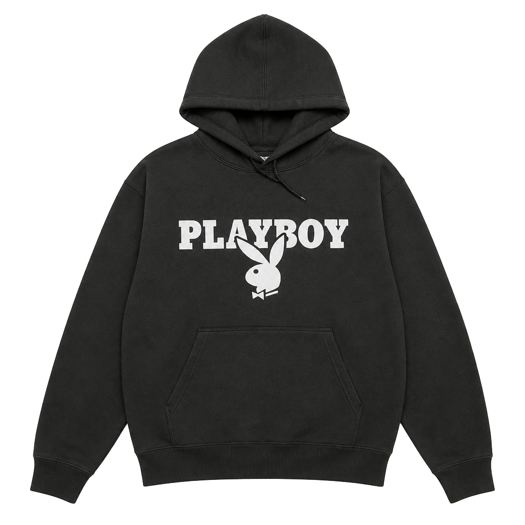 Playboy Classic Logo Black Pullover Hoodie 1