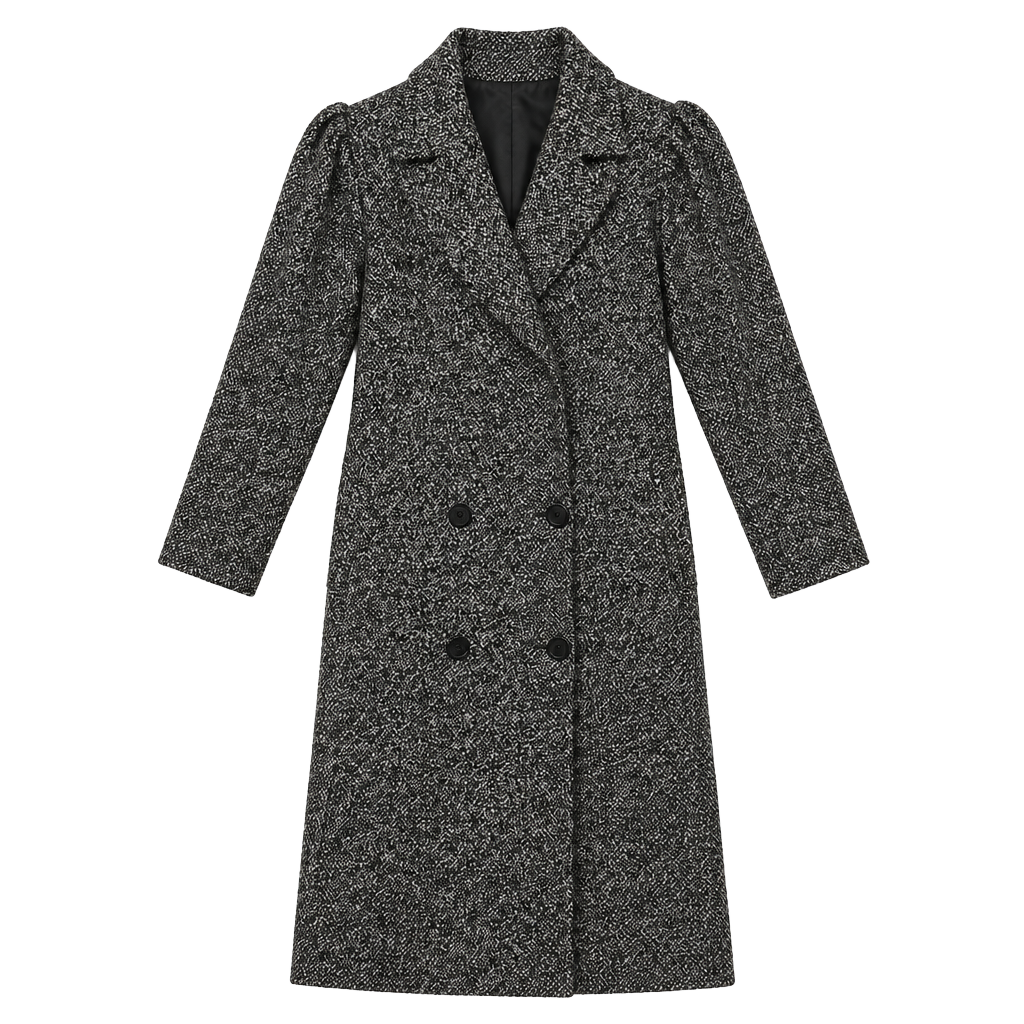 St. Germain des Pres Tweed Coat Style 9362 Size 5 Black White Long 1