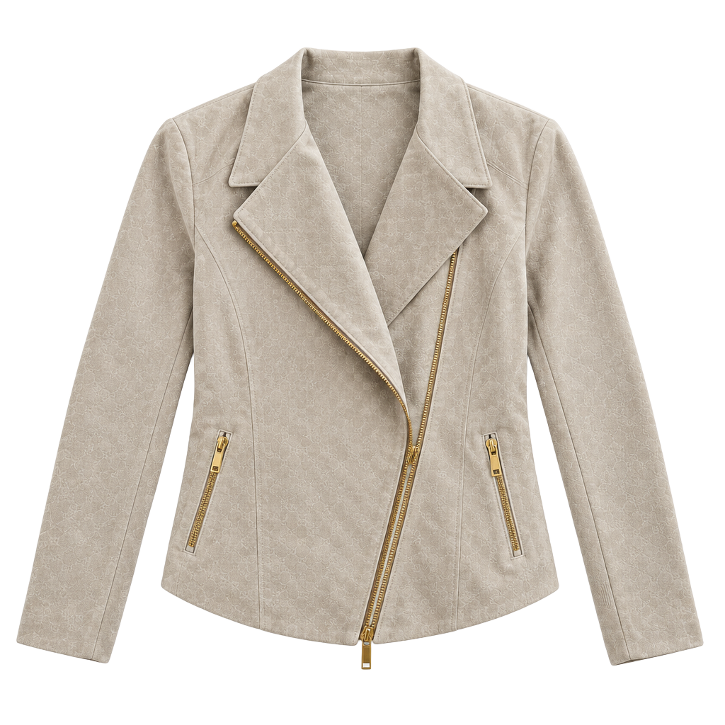 Calvin Klein Faux Suede Moto Jacket Cream 1